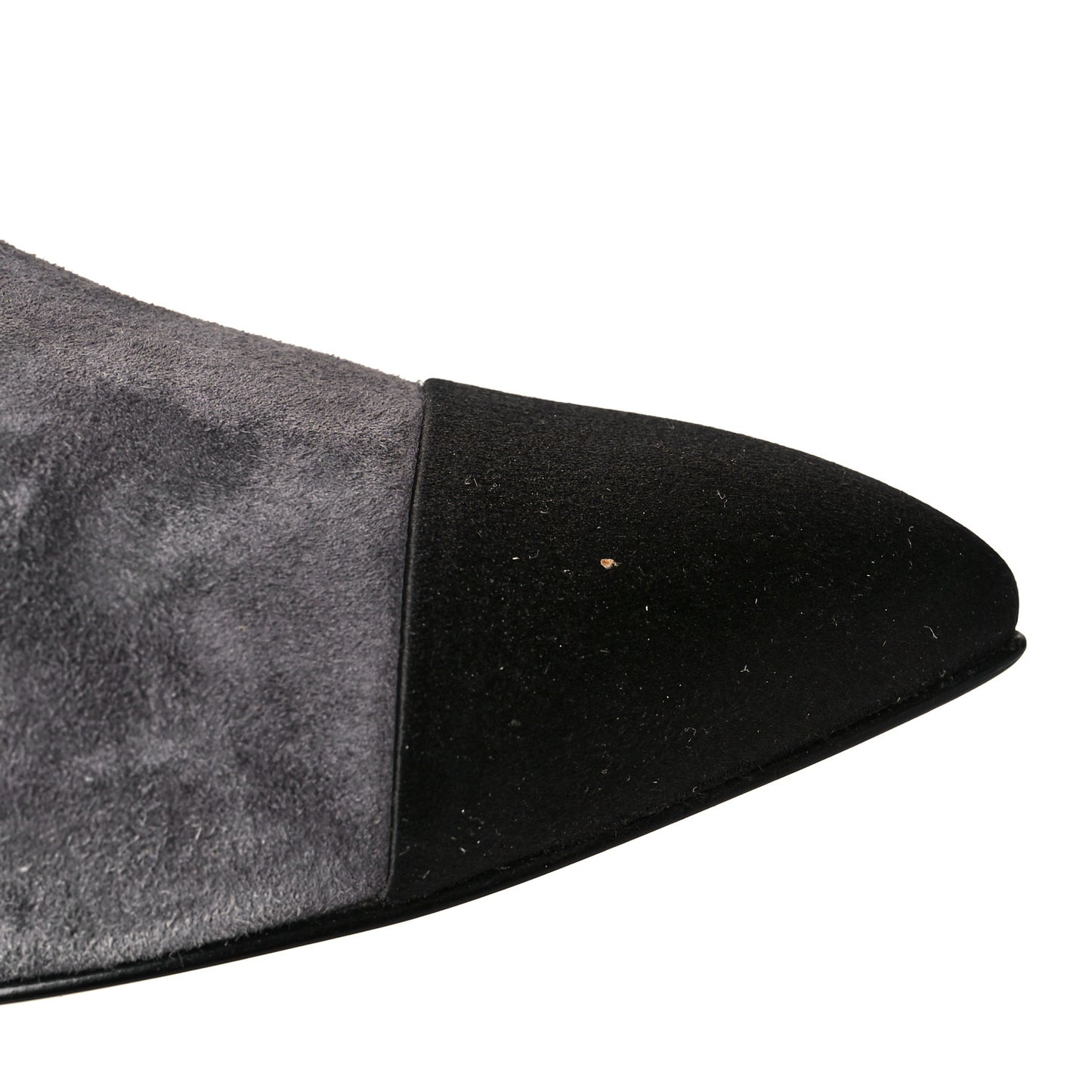 Suede Calfskin Satin Gabrielle Cap Toe Short Boots 39.5 Grey Black