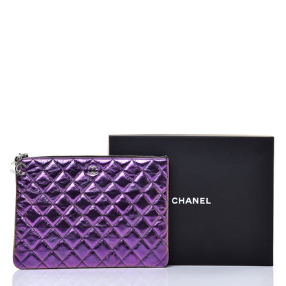 Chanel Iridescent Crumpled Calfskin CC Ripples Medium Cosmetic Case Purple 9 of 9