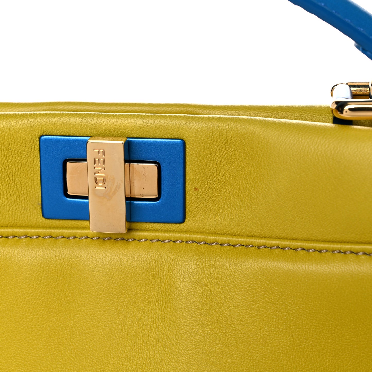Nappa Colorblock Mini Peekaboo Iconic Satchel Lime Blue Royal Latte