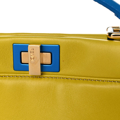Fendi Nappa Colorblock Mini Peekaboo Iconic Satchel Lime Blue Royal Latte 17 of 19