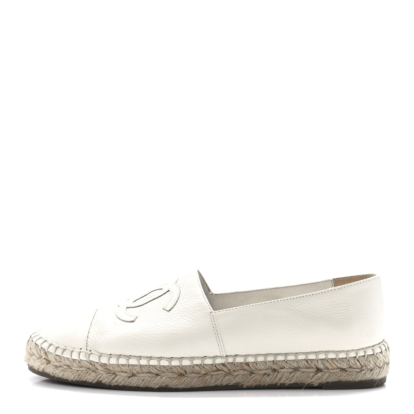 Grained Calfskin CC Espadrilles 39 White