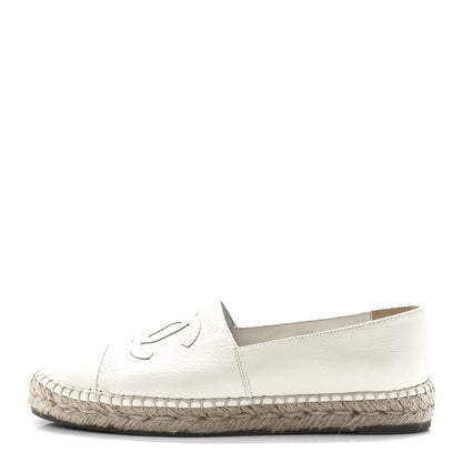 Chanel Grained Calfskin CC Espadrilles 39 White 1 of 8