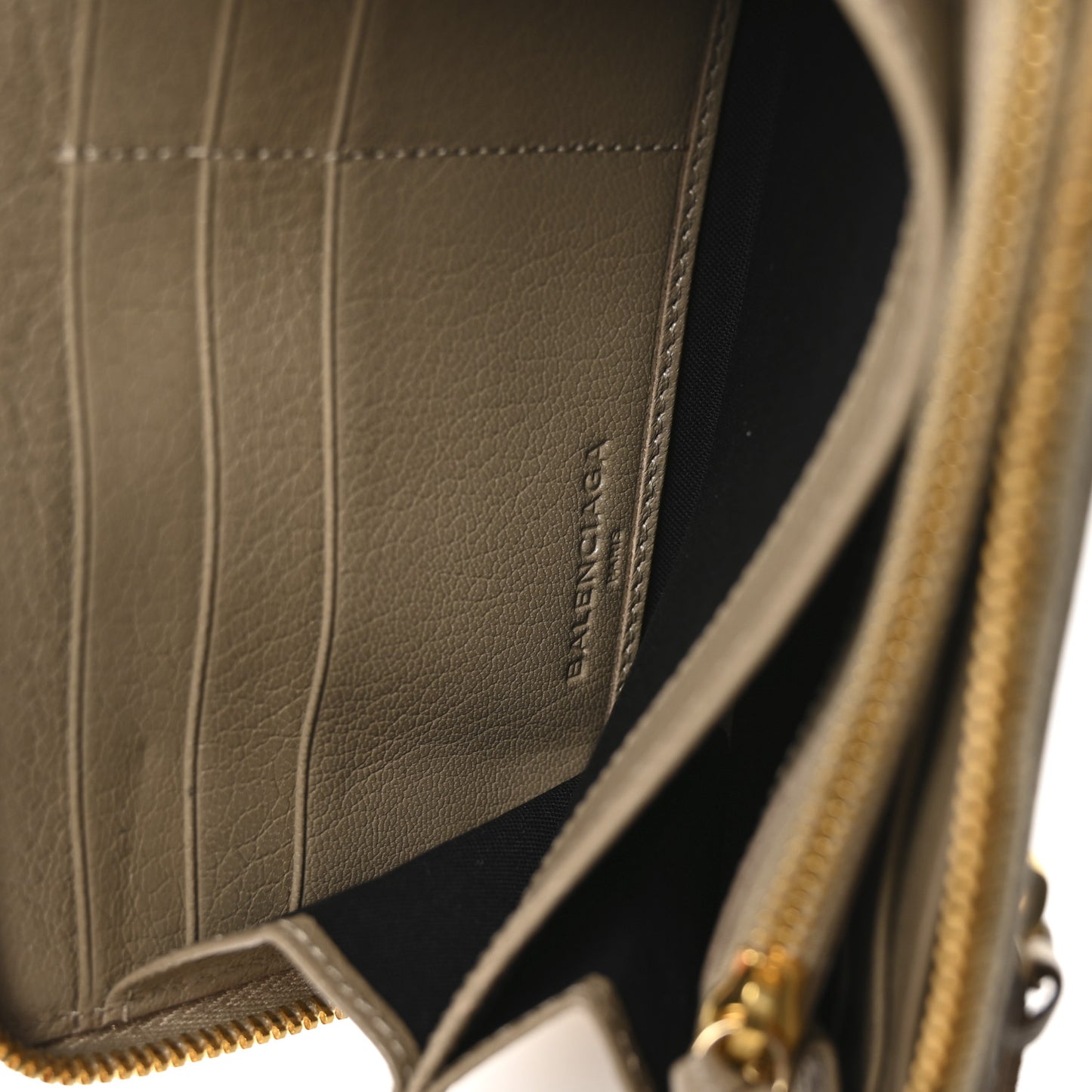 Chevre Gold Metallic Edge Hardware Continental Zip Around Wallet Beige Sable