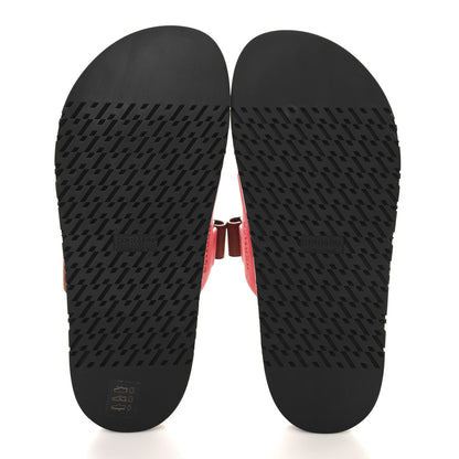 Hermes Suede Goatskin Womens Chypre Sandals Rouge Cinétique 38.5 Rouge Cinétique Gold 6 of 10