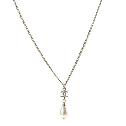 Chanel Pearl CC Drop Necklace Light Gold 1 of 4