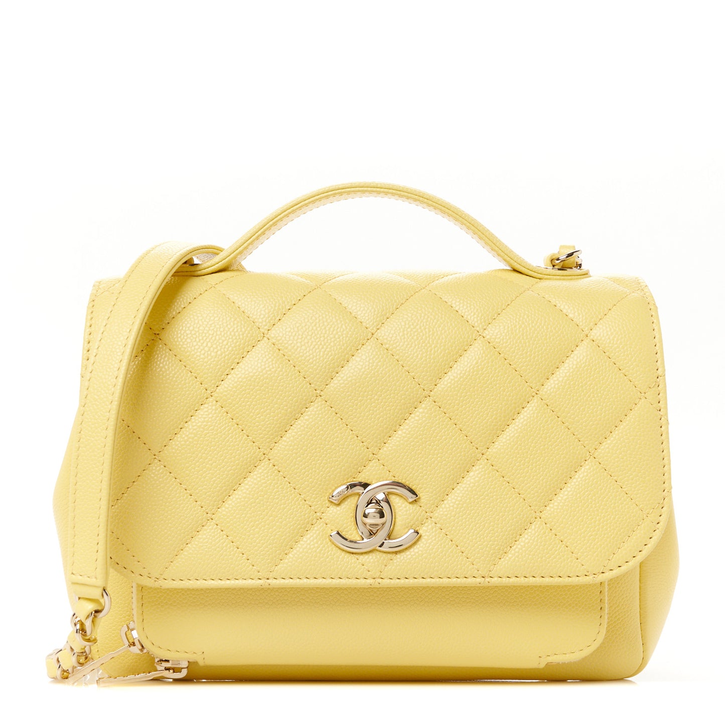 Caviar Quilted Medium Business Affinity Flap Yellow