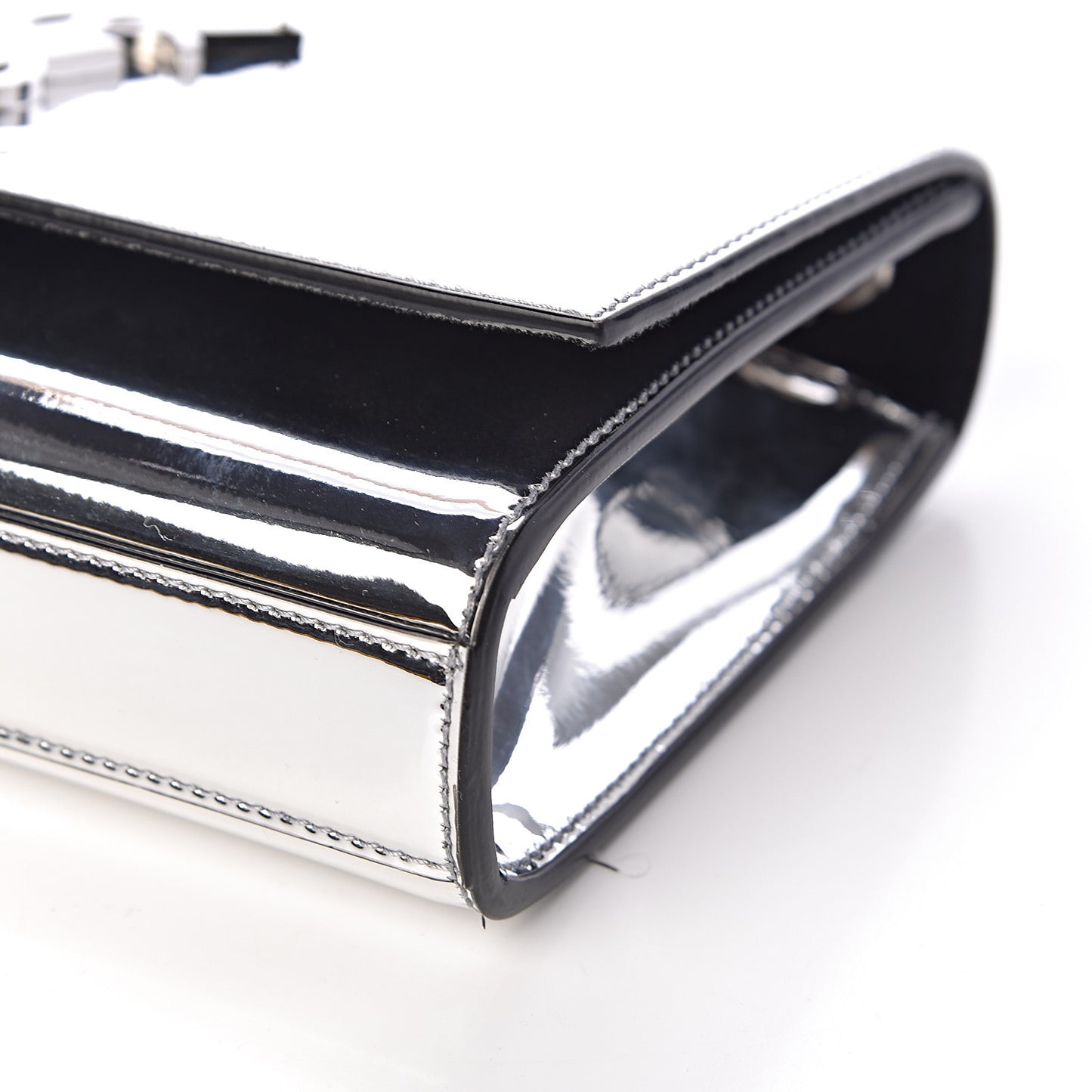 Patent Small Monogram Kate Satchel Silver