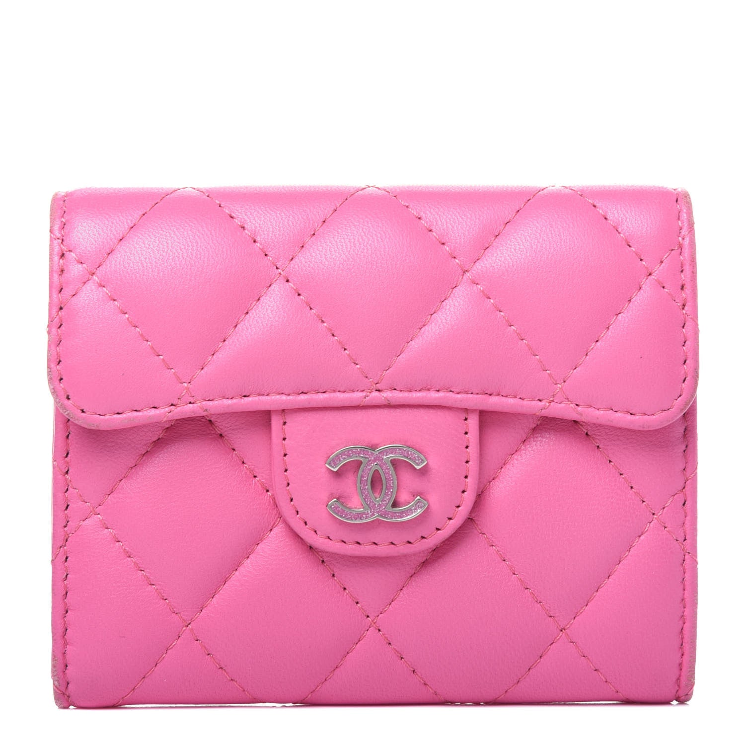 Chanel Lambskin Quilted Flap Card Holder Wallet Pink 1 of 18