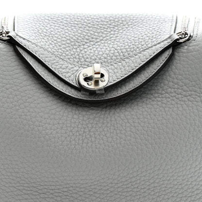 Hermes Taurillon Clemence Mini Lindy 20 Bleu Pale 8 of 11