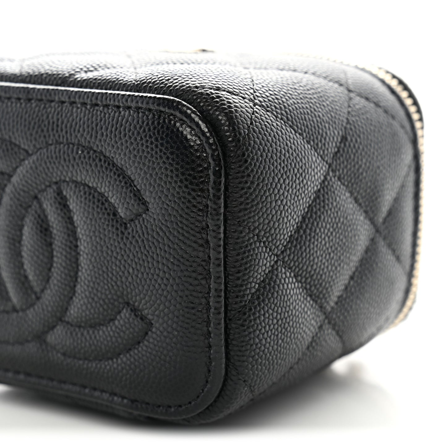 Caviar Quilted CC Mini Vanity Case With Chain Black