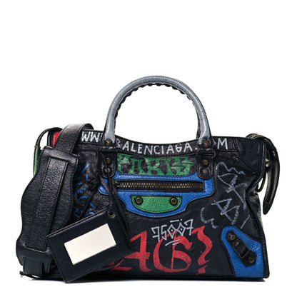 Balenciaga Agneau Graffiti All Over Classic Hardware S City Black Vert Rouge 1 of 8