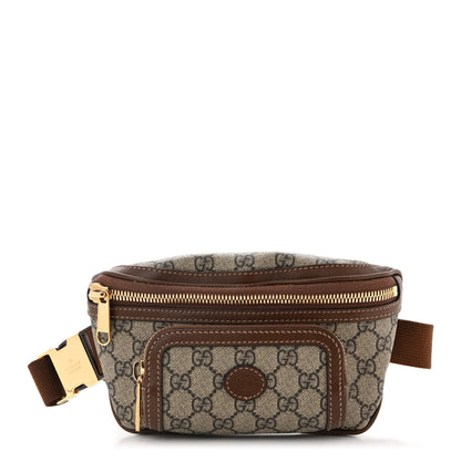 Gucci GG Supreme Monogram Textured Calfskin Retro Interlocking G Belt Bag Beige Ebony Brown Sugar 1 of 11