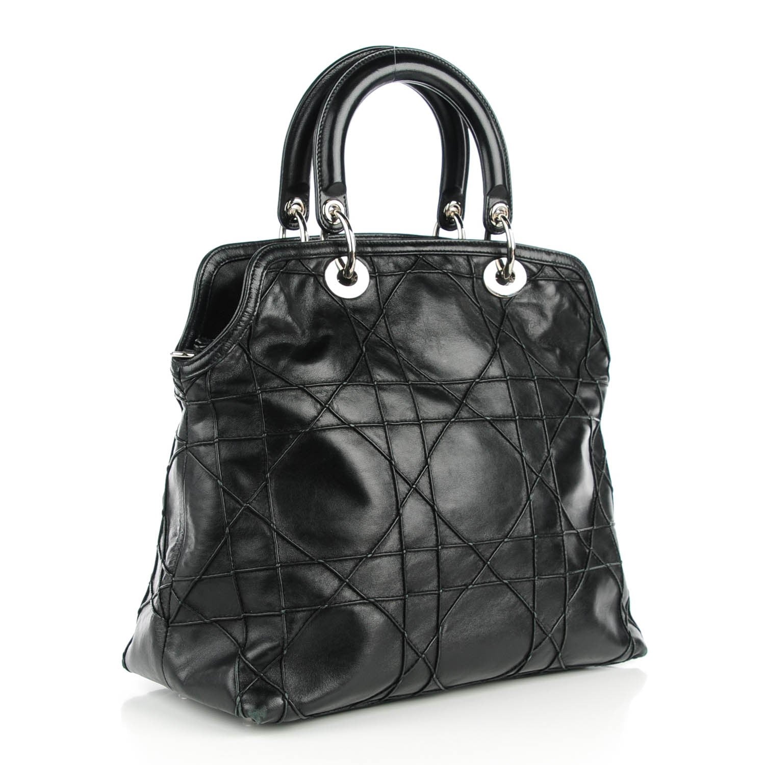 Christian Dior Lambskin Cannage Medium Granville Tote Black 3 of 6