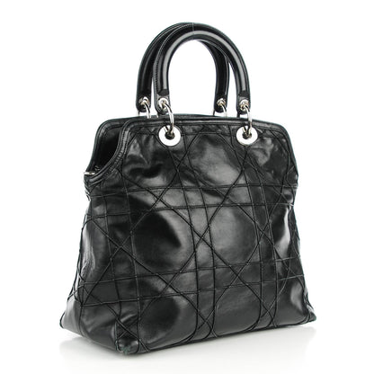 Christian Dior Lambskin Cannage Medium Granville Tote Black 3 of 6