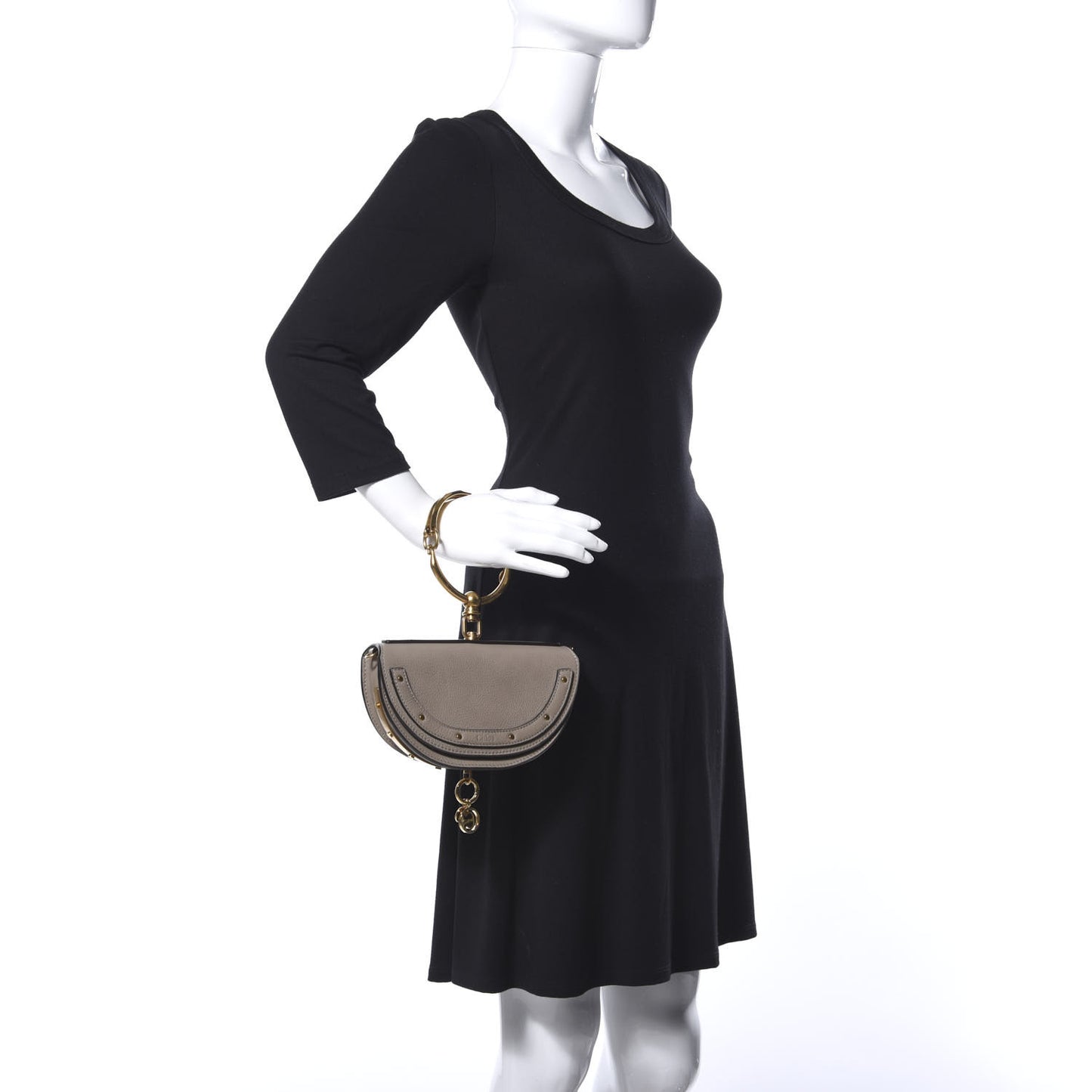 Calfskin Small Nile Bracelet Minaudiere Bag Motty Grey