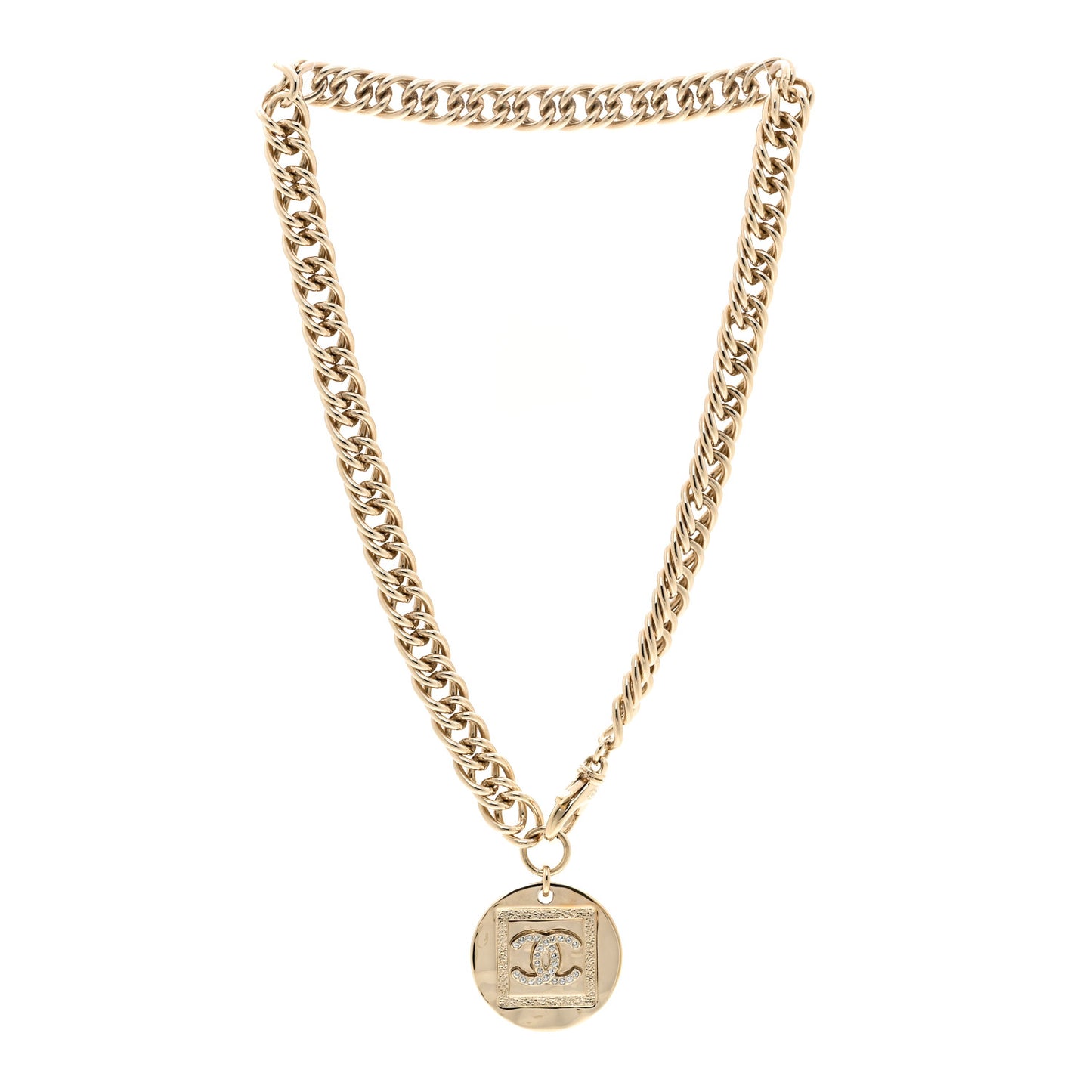 Crystal CC Chain Charm Choker Gold