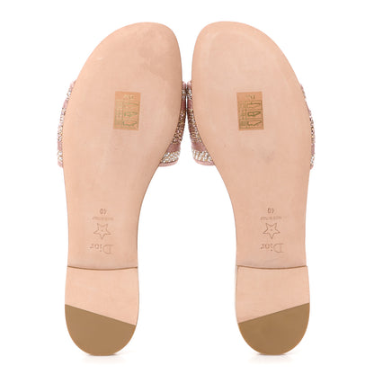 Christian Dior Canvas Crystal Embroidered Dway Slide Sandals 40 Rose Des Vents 5 of 8