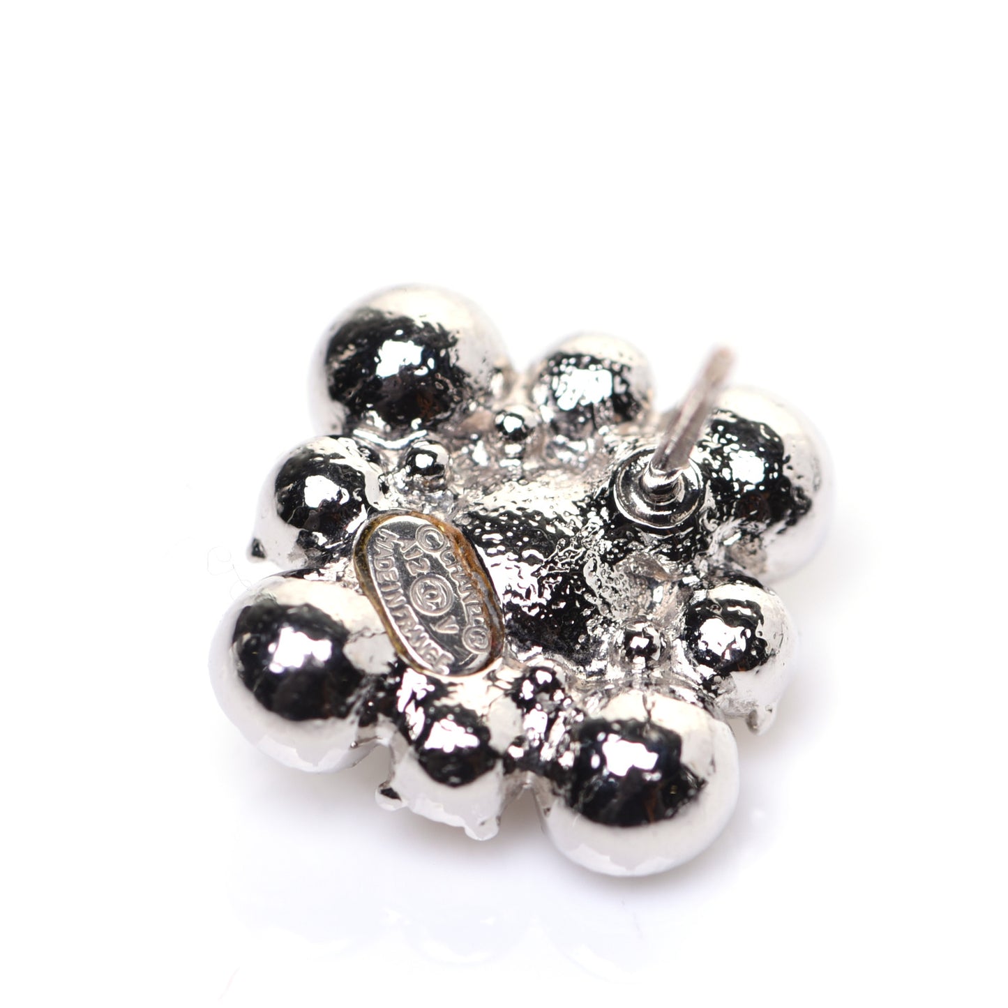Crystal CC Flower Earrings Silver