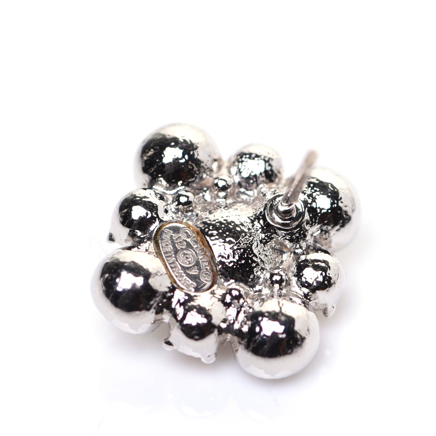 Chanel Crystal CC Flower Earrings Silver 5 of 7