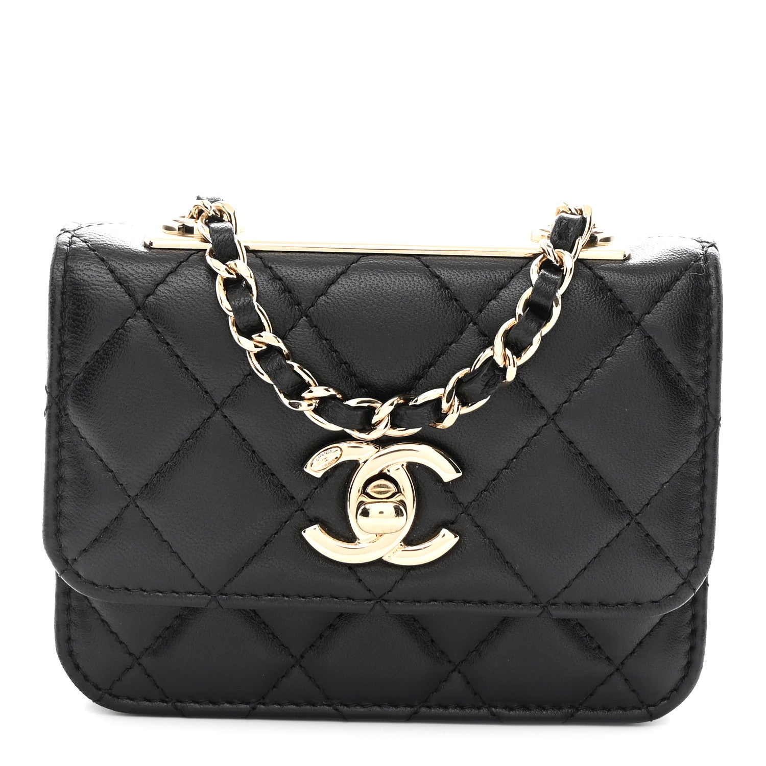 Chanel Lambskin Quilted Trendy CC Card Holder On Chain Black 1 of 11