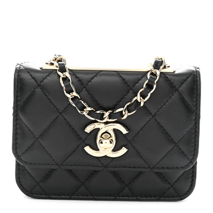 Chanel Lambskin Quilted Trendy CC Card Holder On Chain Black 1 of 11