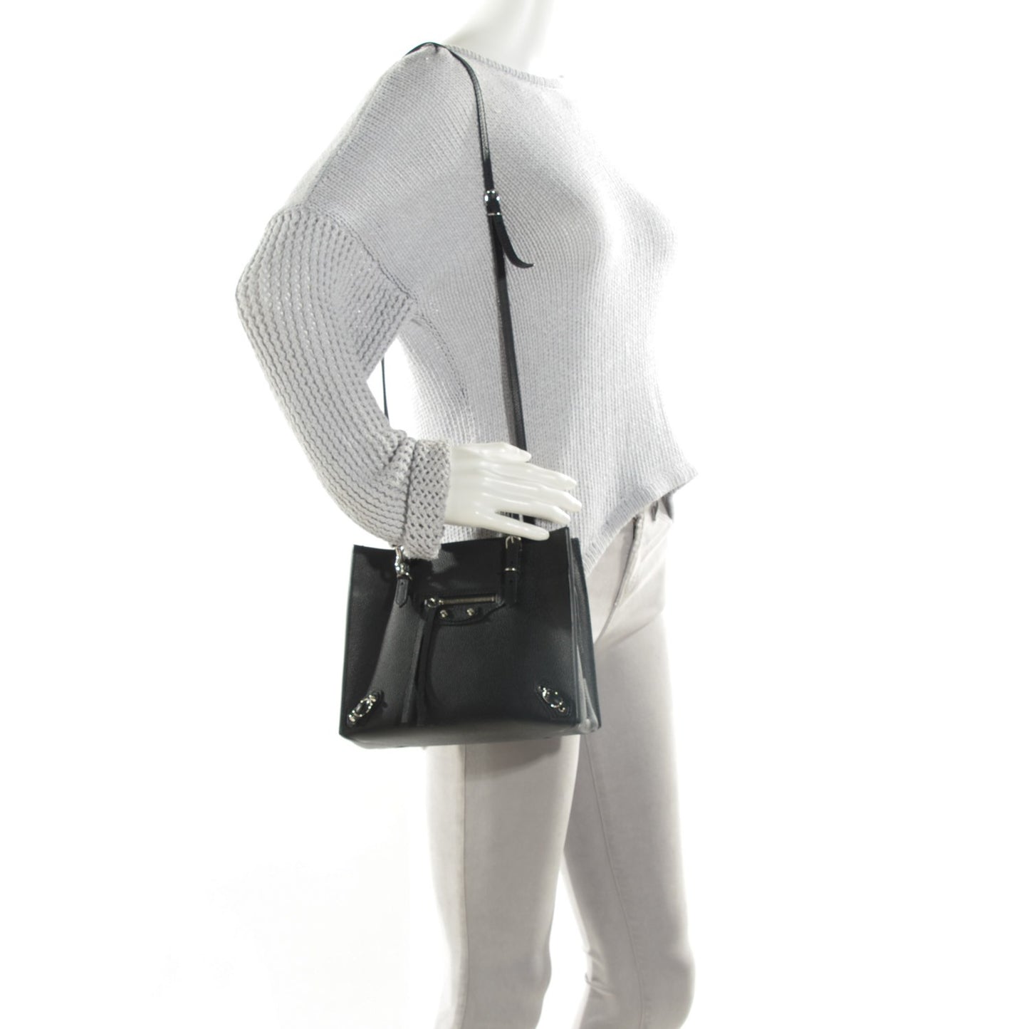 Grained Calfskin Papier Mini A4 Tote Black