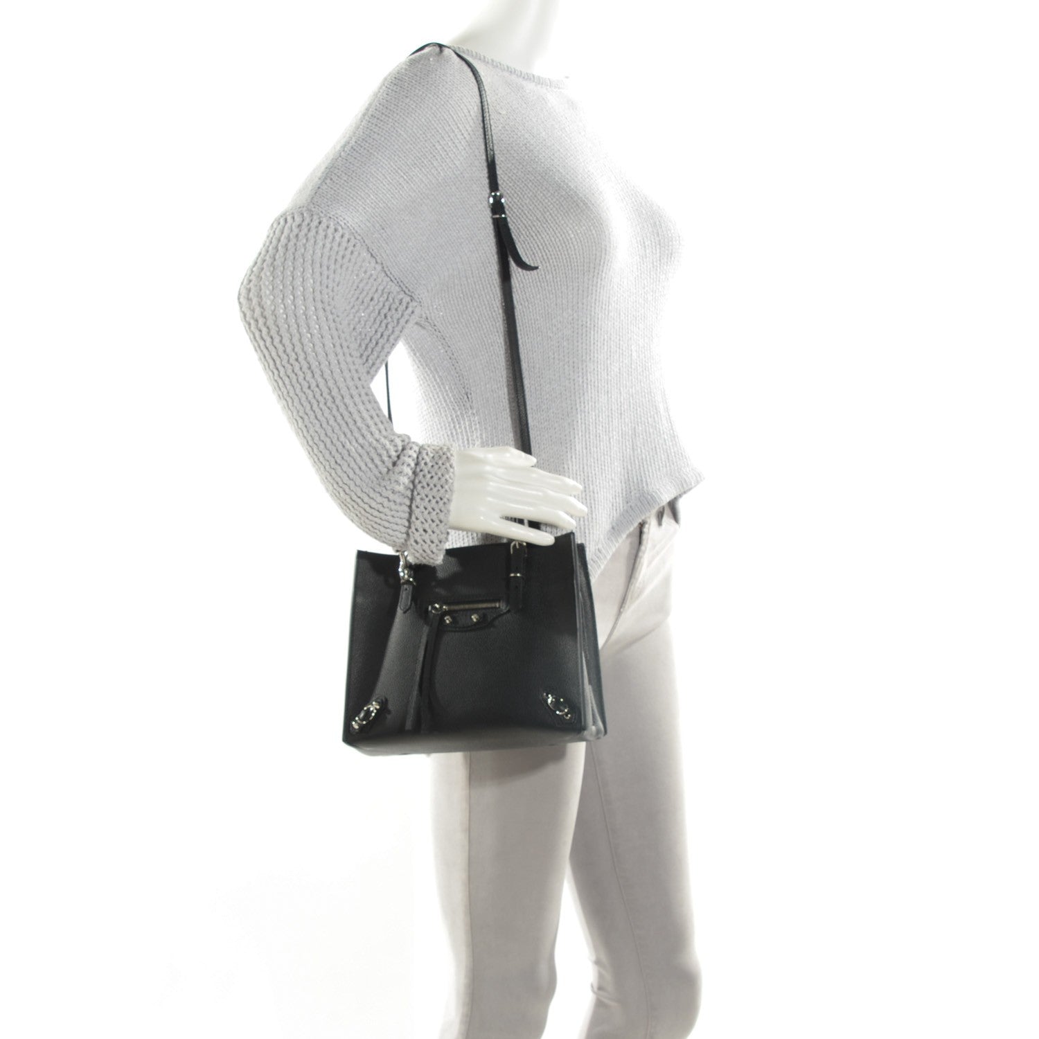 Balenciaga Grained Calfskin Papier Mini A4 Tote Black 2 of 7