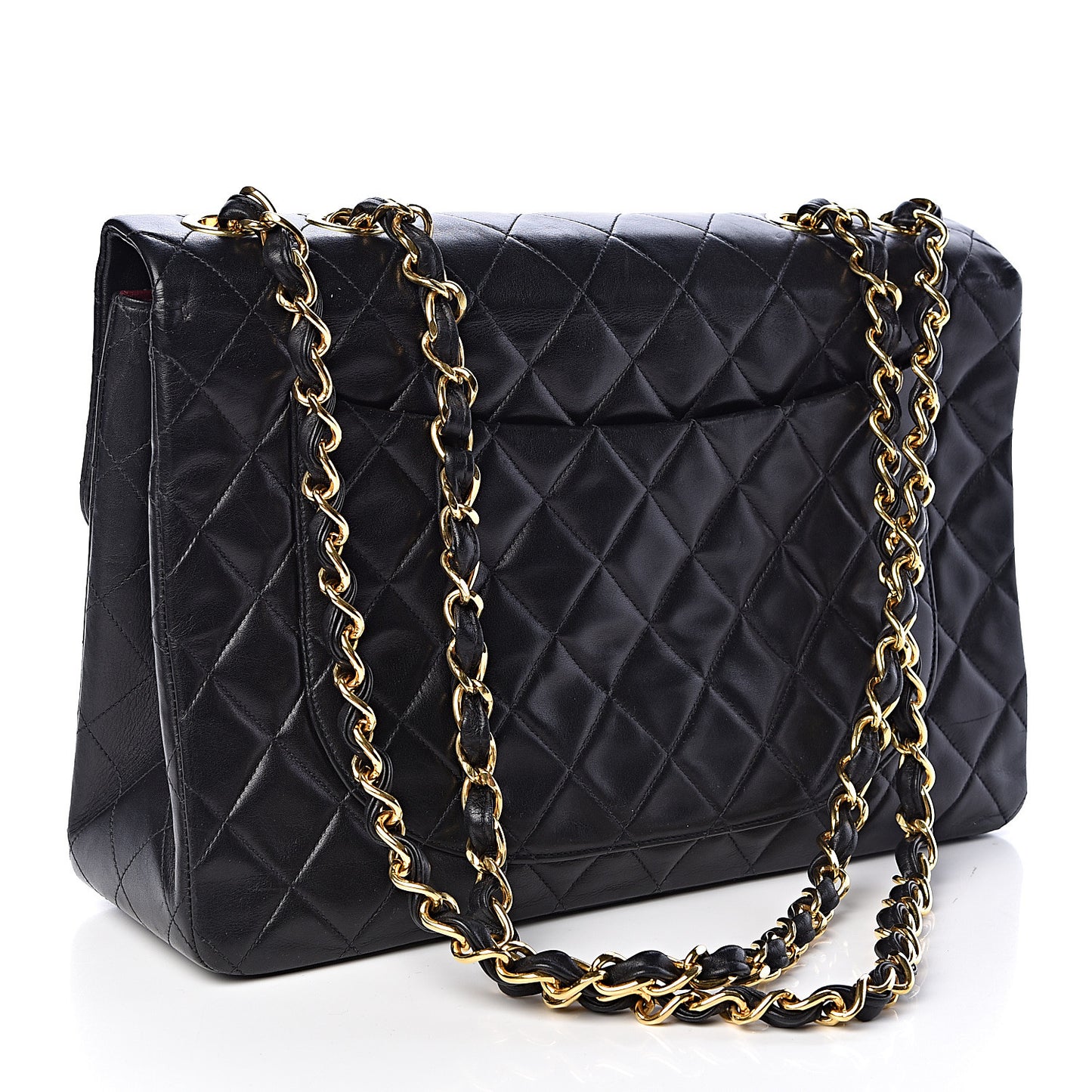 Lambskin Quilted XL Jumbo Single Flap Black