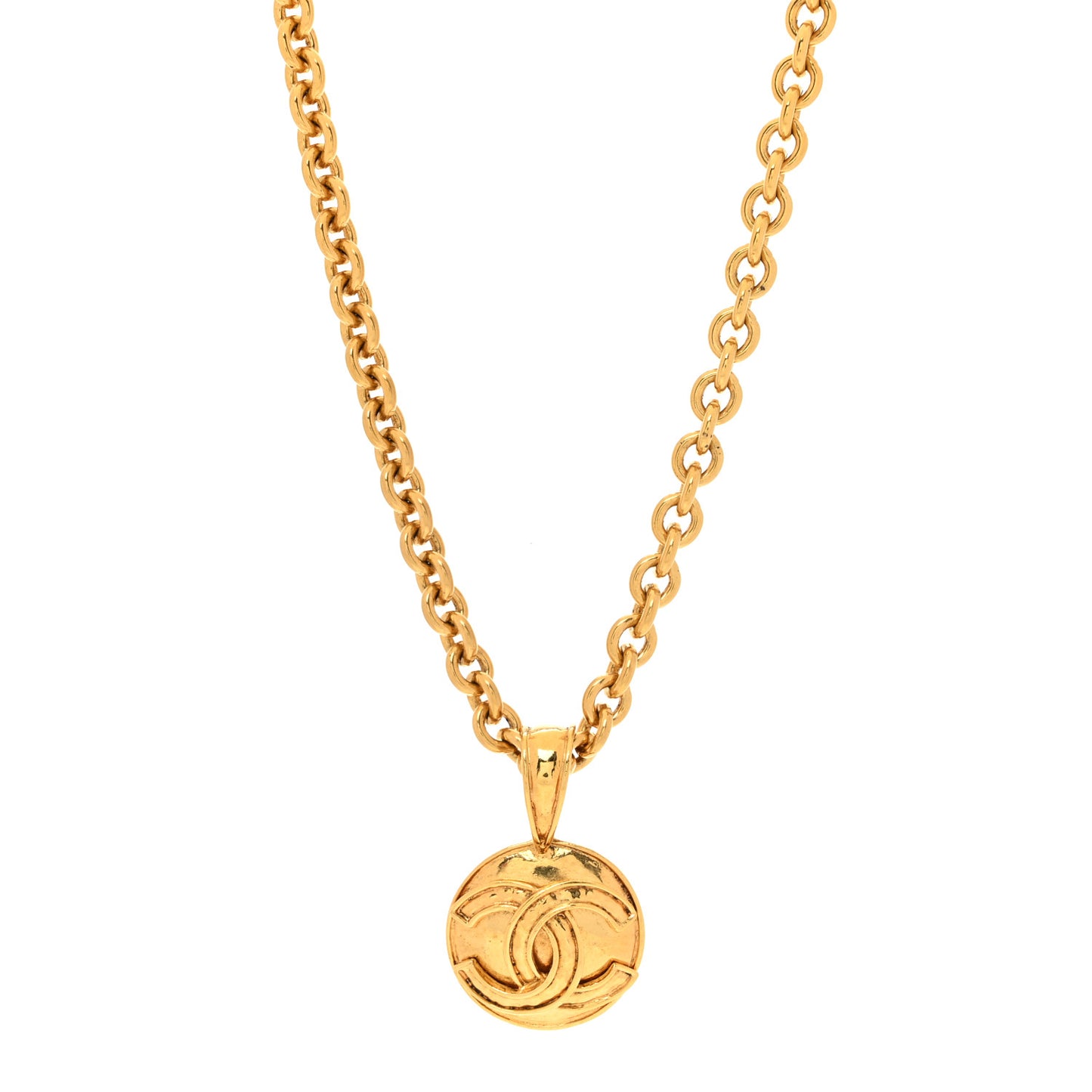 Metal CC Chain Pendant Necklace Gold