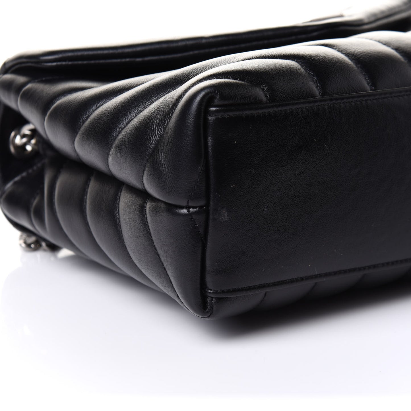 Calfskin Y Quilted Monogram Small Loulou Chain Satchel Black