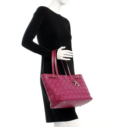 Christian Dior Coated Canvas Cannage Small Panarea Tote Fuchsia 2 of 7