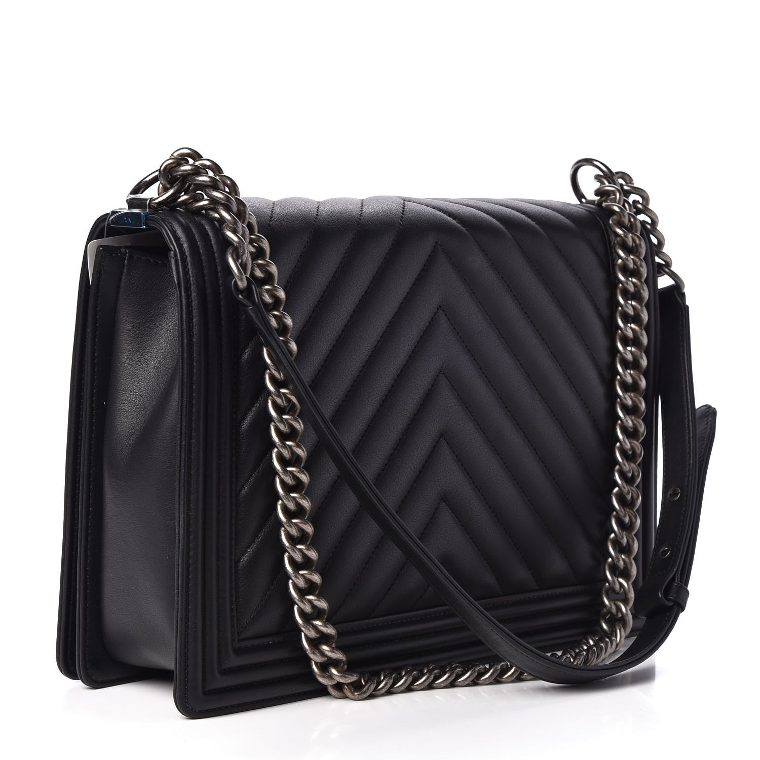 Chanel Calfskin Chevron Quilted Large Boy Flap Black 3 of 10