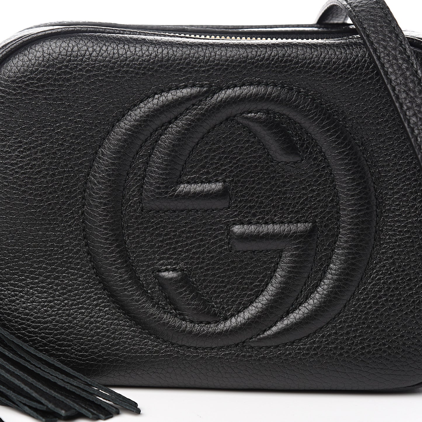 Pebbled Calfskin Small Soho Disco Bag Black