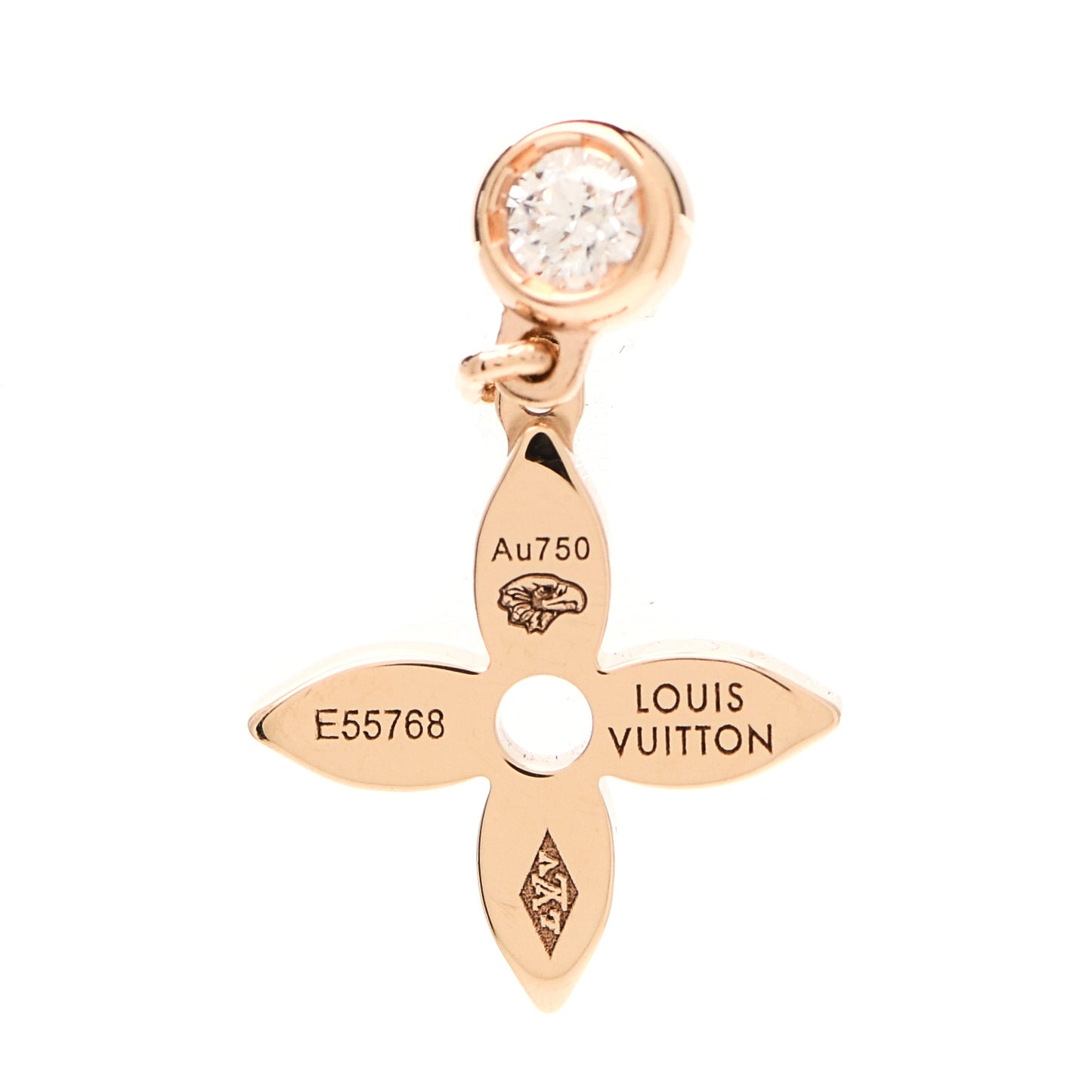 18K Rose Gold Diamond Idylle Blossom Monogram Single Stud Earring