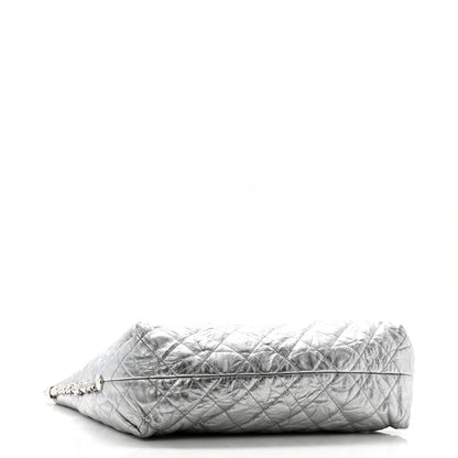 Chanel Metallic Crackled Calfskin Quilted Large Big Bang Hobo Silver 4 of 13