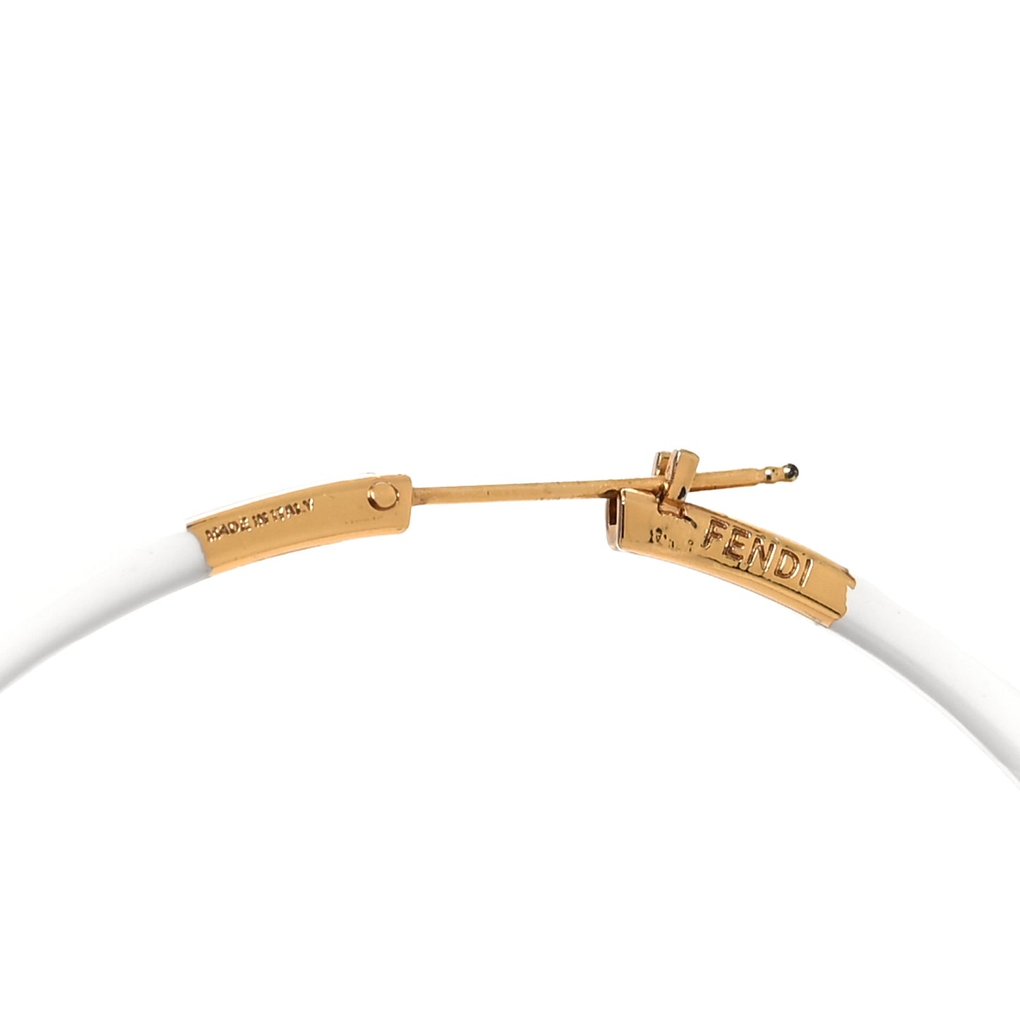 Metal Enamel Large F is Fendi Hoop Earrings White Gold