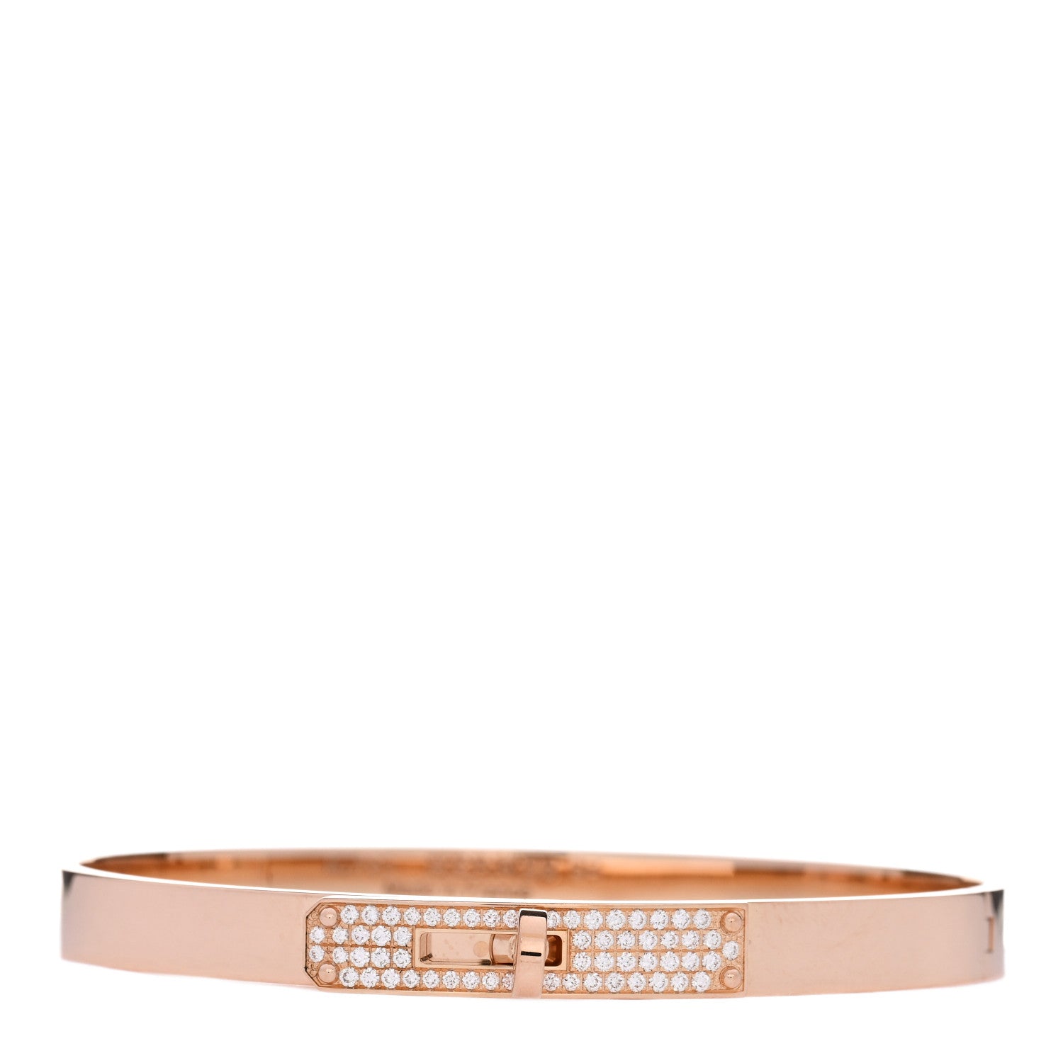 Hermes 18K Rose Gold Diamond PM Kelly Pave Bracelet SH 1 of 4
