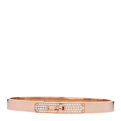 Hermes 18K Rose Gold Diamond PM Kelly Pave Bracelet SH 1 of 4