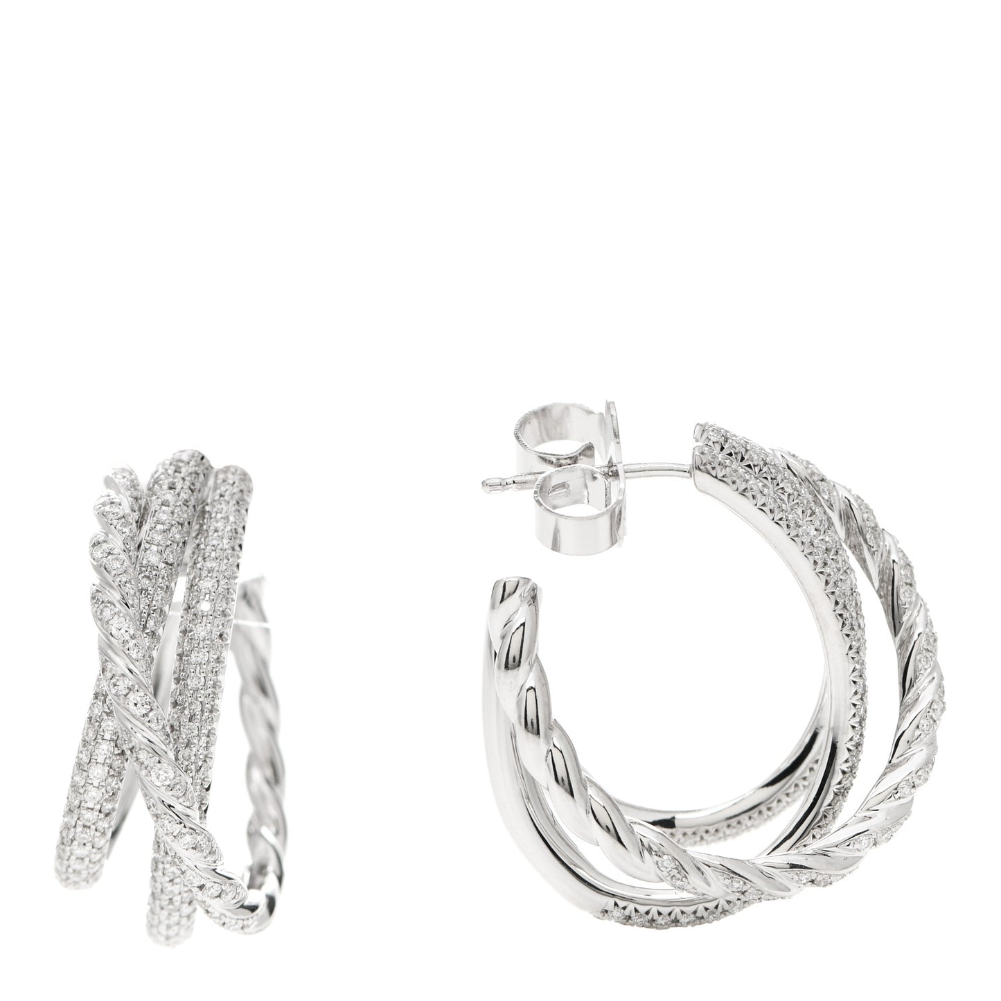 18K White Gold Diamond Paveflex Shrimp Earrings
