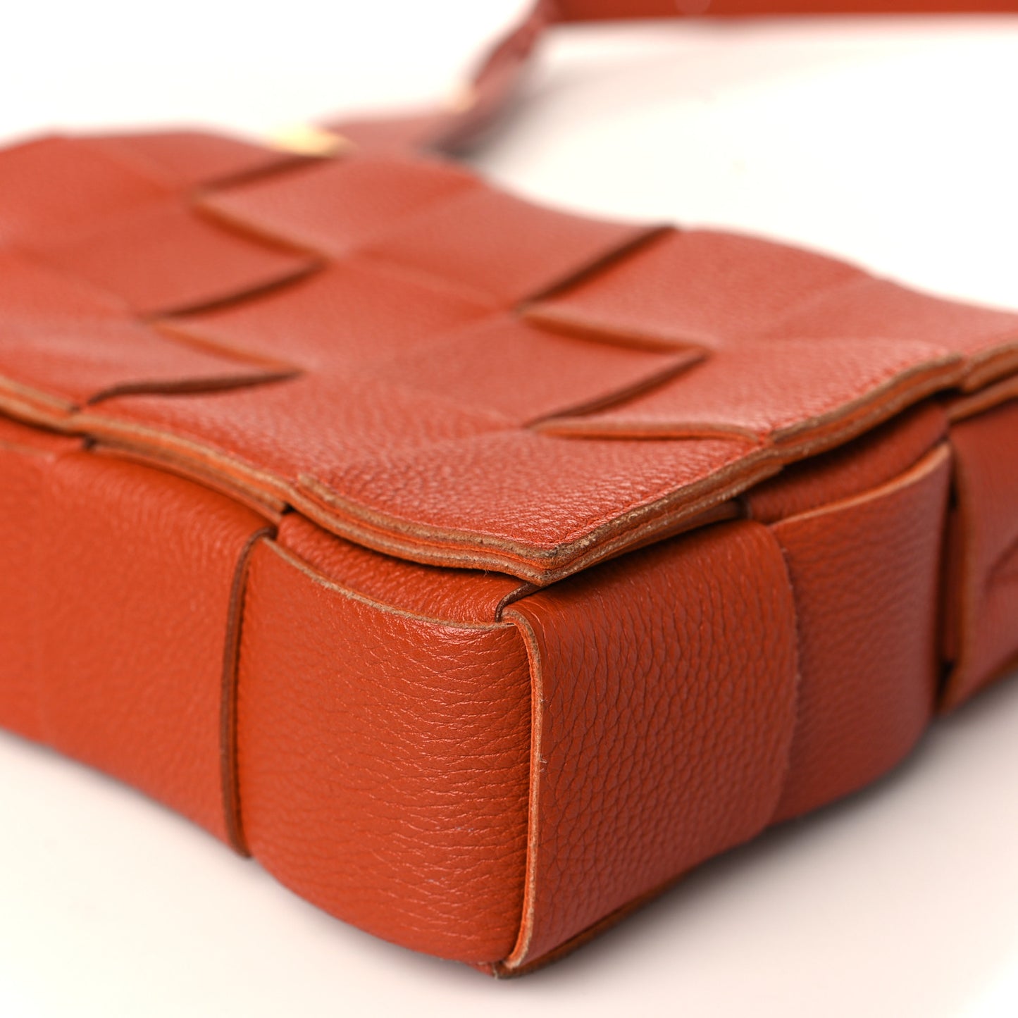 Grained Calfskin Intrecciato Cassette Crossbody Bag Maple
