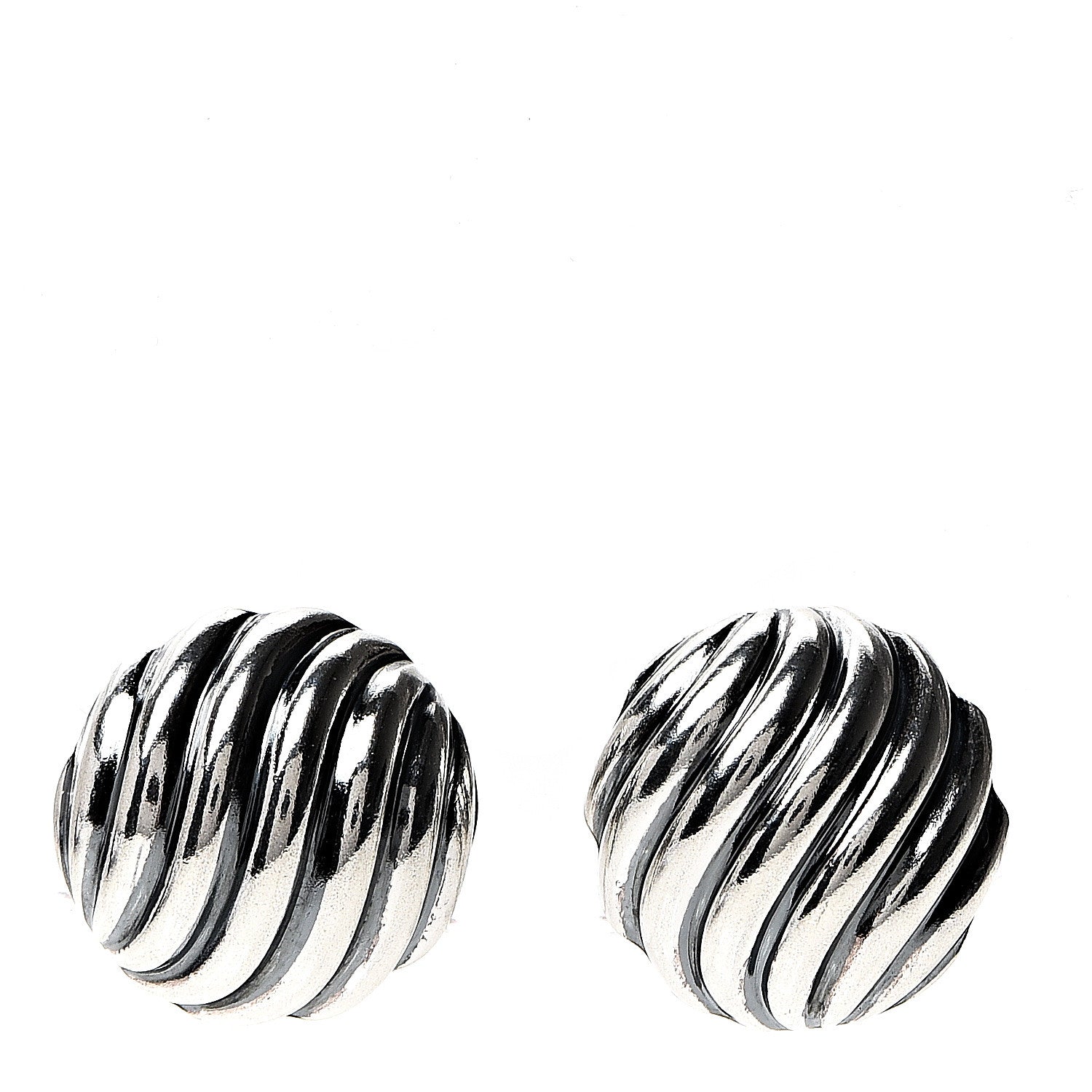 David Yurman Sterling Silver 14mm Sculpted Cable Stud Earrings 1 of 5