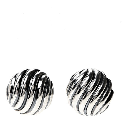 David Yurman Sterling Silver 14mm Sculpted Cable Stud Earrings 1 of 5