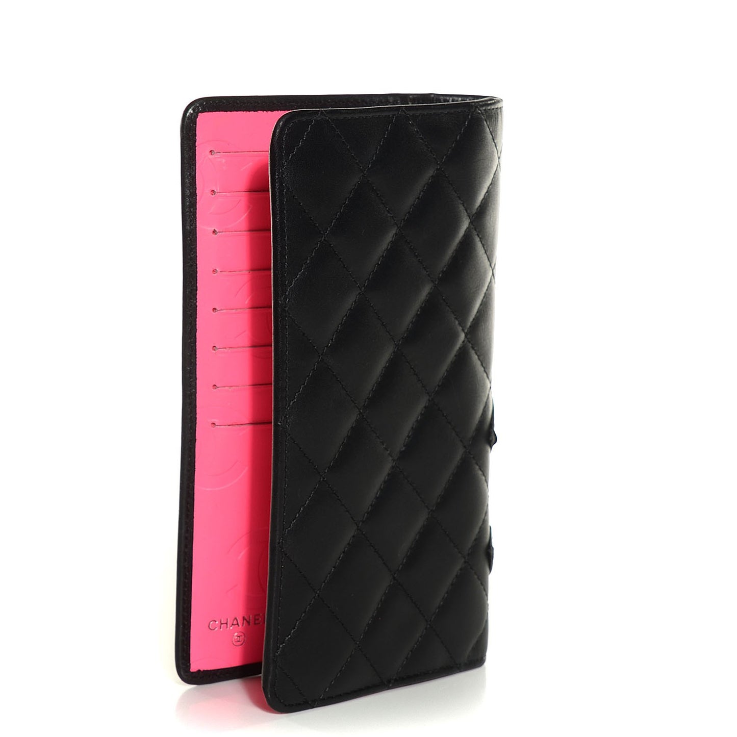 Calfskin Quilted Cambon Yen Wallet Black