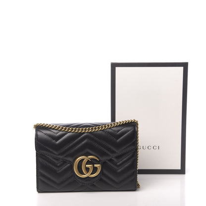 Gucci Calfskin Matelasse GG Marmont Chain Wallet Black 11 of 11