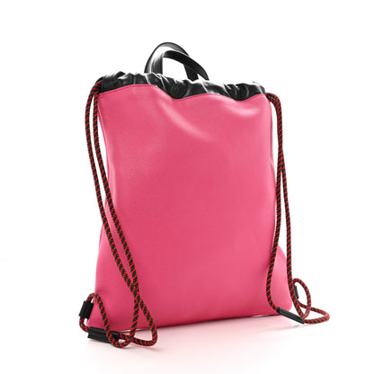 Gucci Grained Calfskin Logo Drawstring Backpack Box Pink Green Black 4 of 11