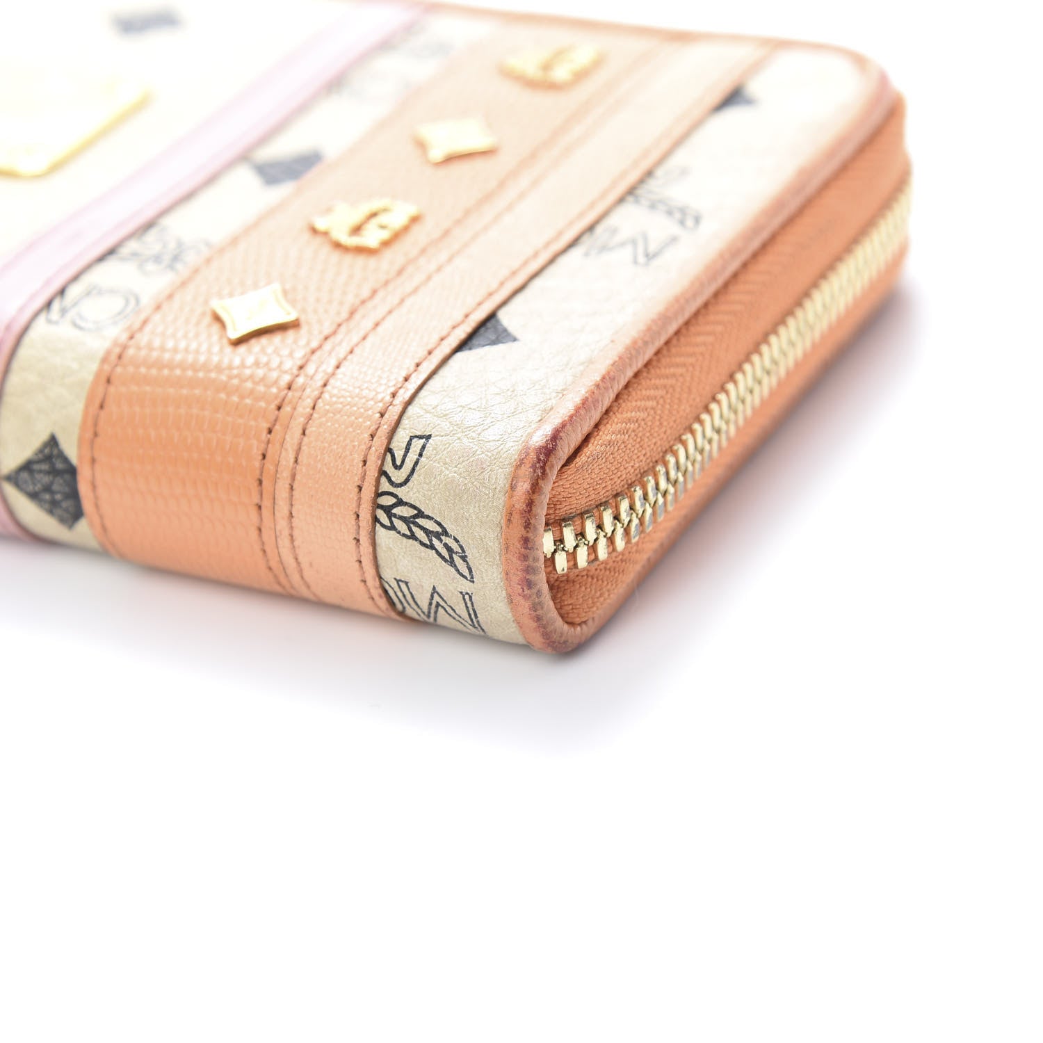 MCM Visetos Striped Zip Around Wallet Beige Orange 8 of 12