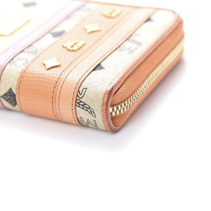 MCM Visetos Striped Zip Around Wallet Beige Orange 8 of 12