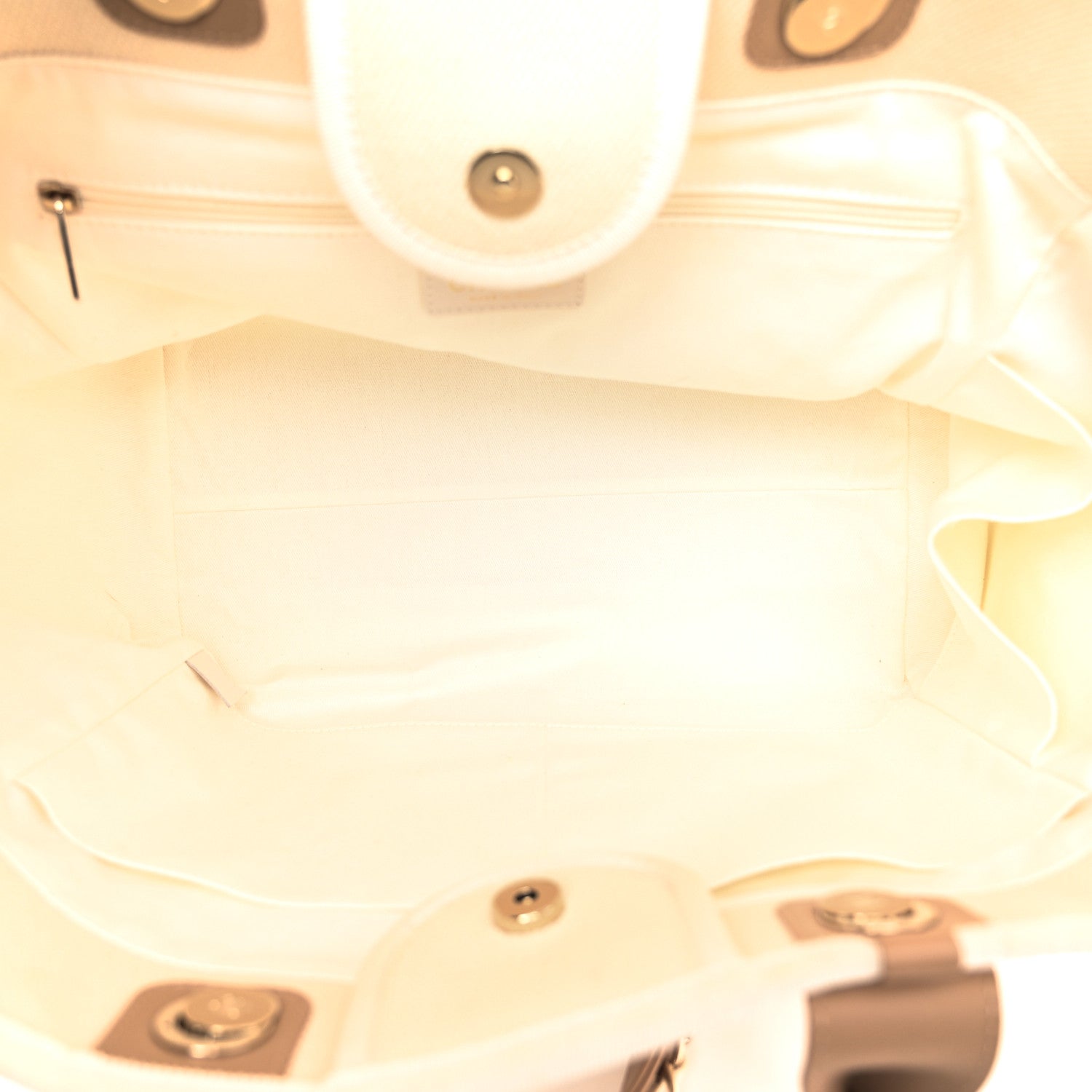 Chanel Canvas Pearl Medium Deauville Tote Ecru Beige 5 of 10