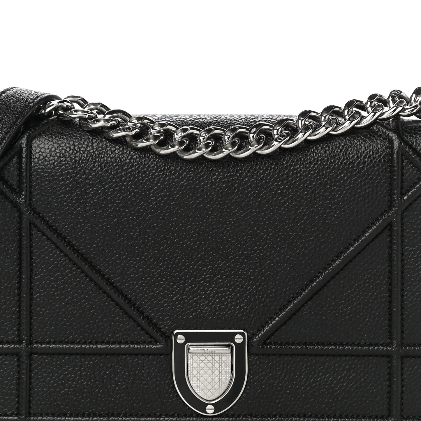 Grained Calfskin Medium Diorama Flap Bag Black