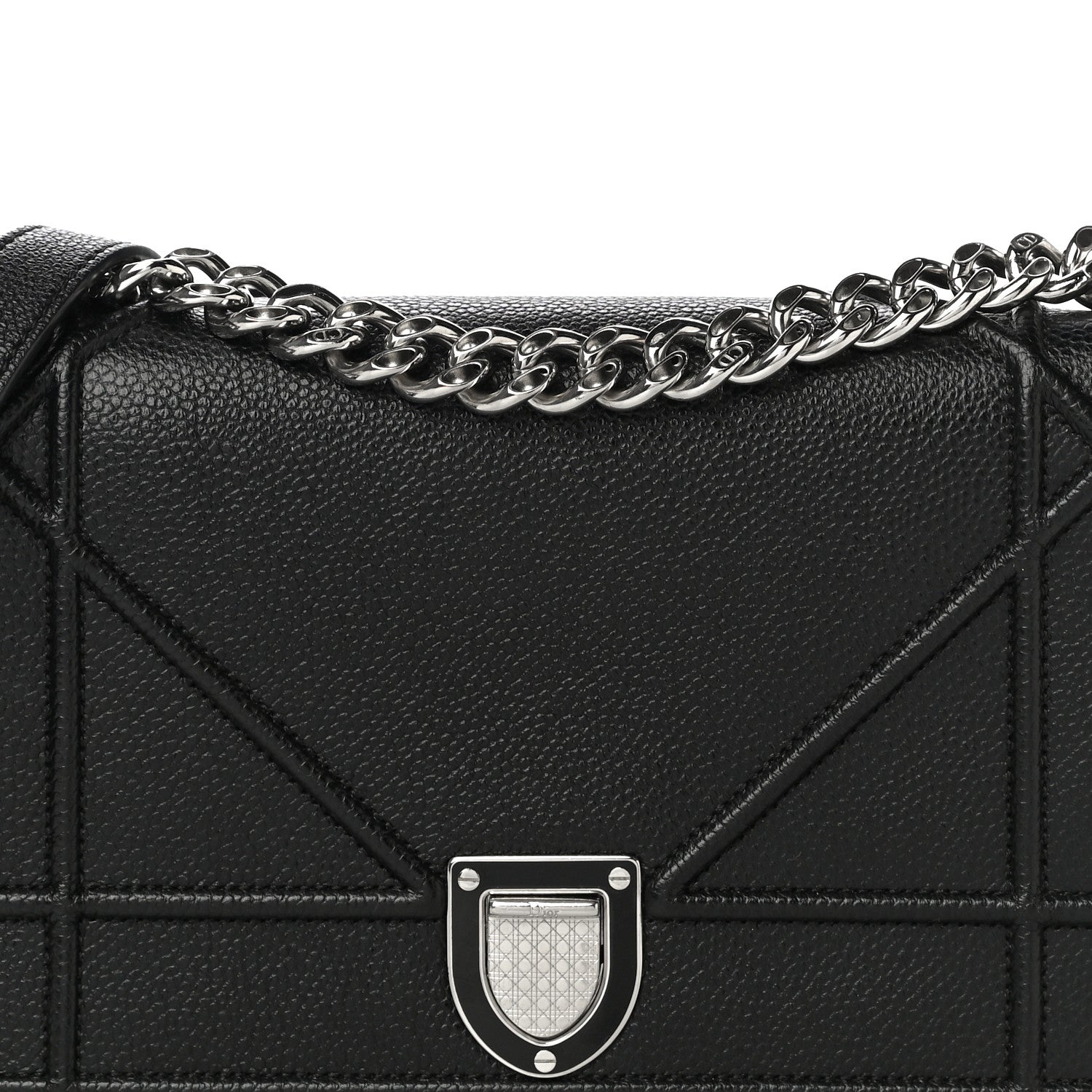 Christian Dior Grained Calfskin Medium Diorama Flap Bag Black 7 of 11